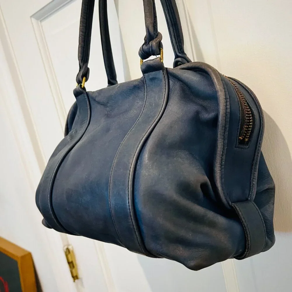 Vintage Coach 80’s Made in the USA Soft Navy Leather Satchel Doctor Bag - Picture 5 of 16